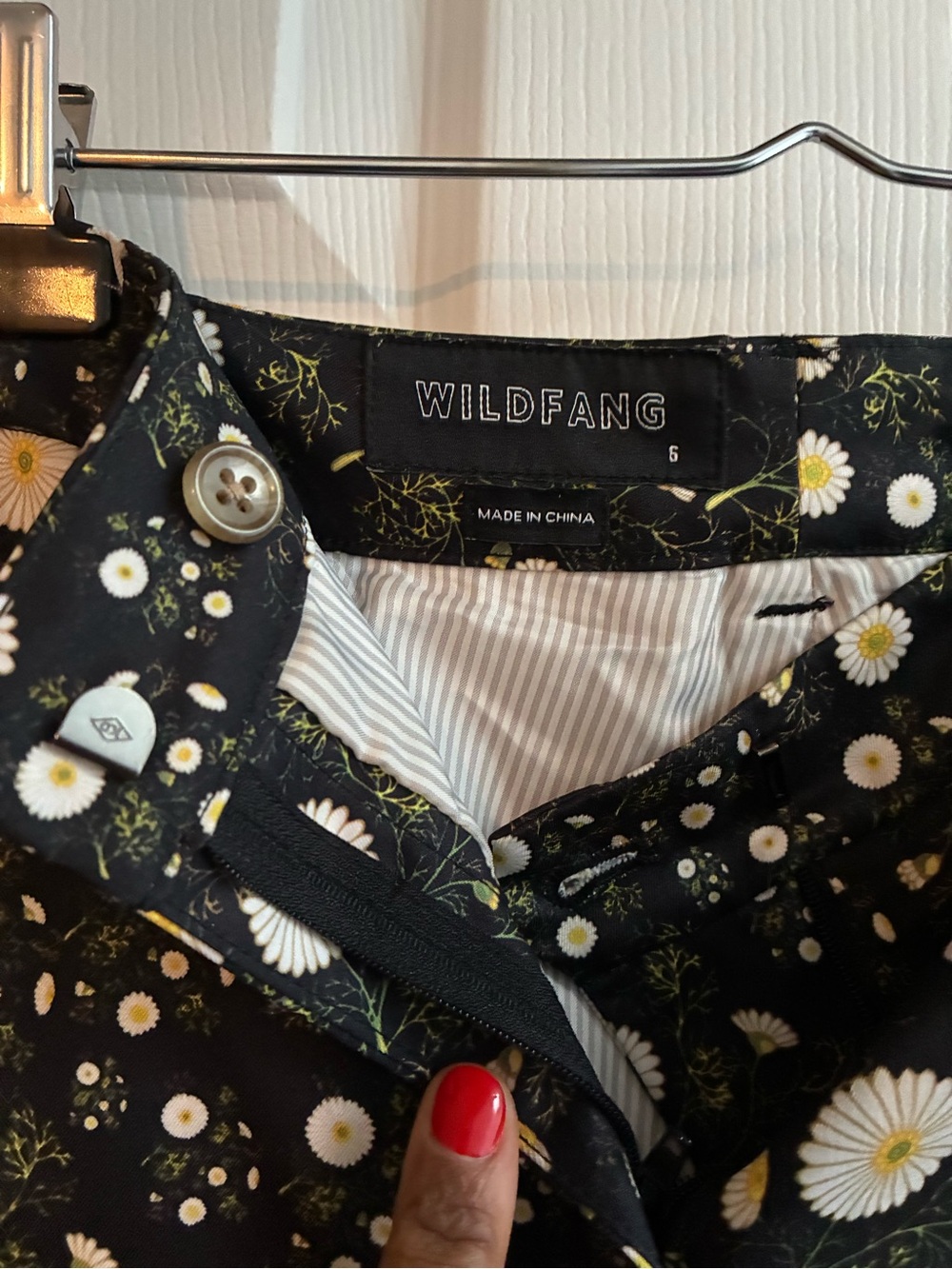 Wildfang Cropped Suit Pants with White Daisy Print - Picture 3 of 8